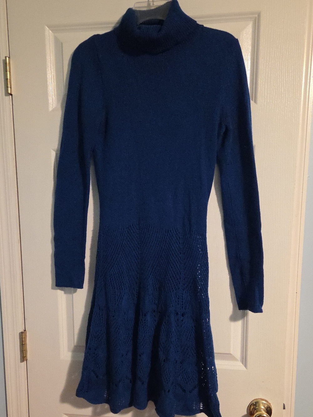 Moda International Navy Ribbed Turtleneck Sweater Dress